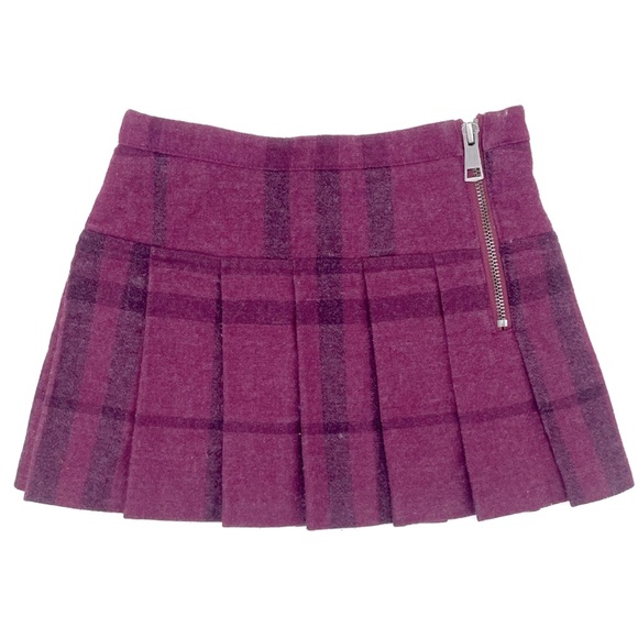 BURBERRY WOOL PLAID  PLEATED SKIRT - Picture 1 of 2